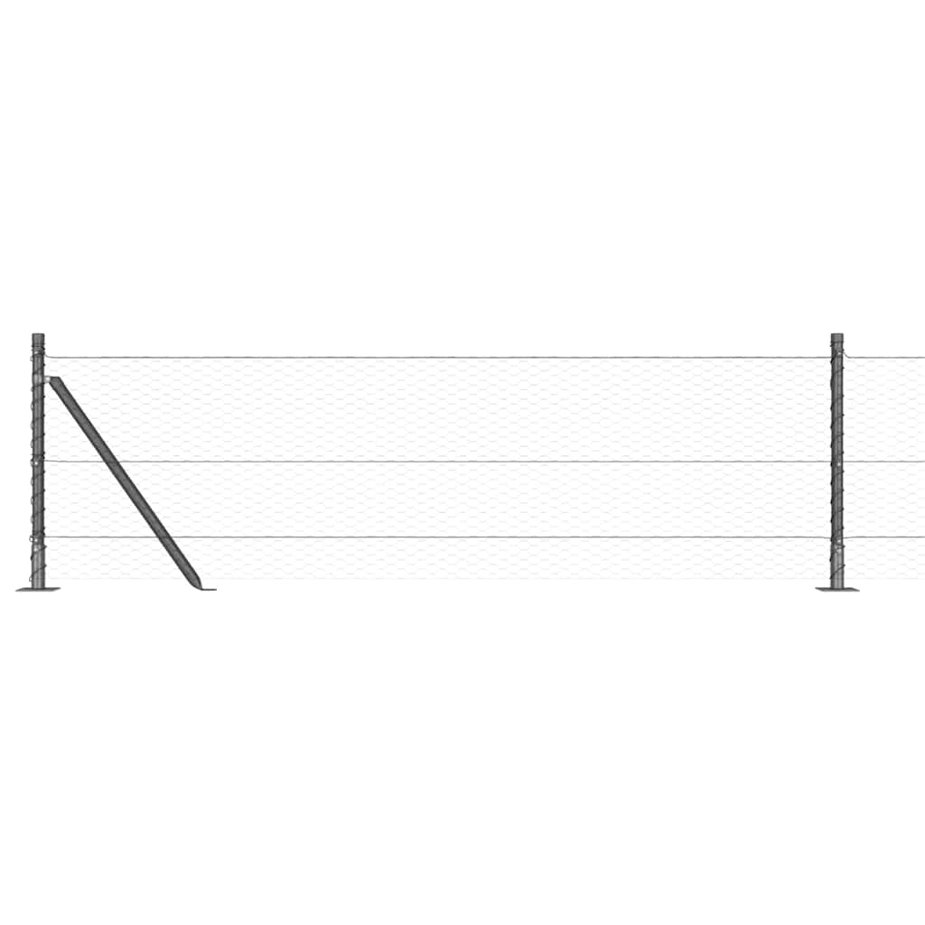 Recinzione Metallica Saldata con Pali e Base in Cemento 25x0,6 m