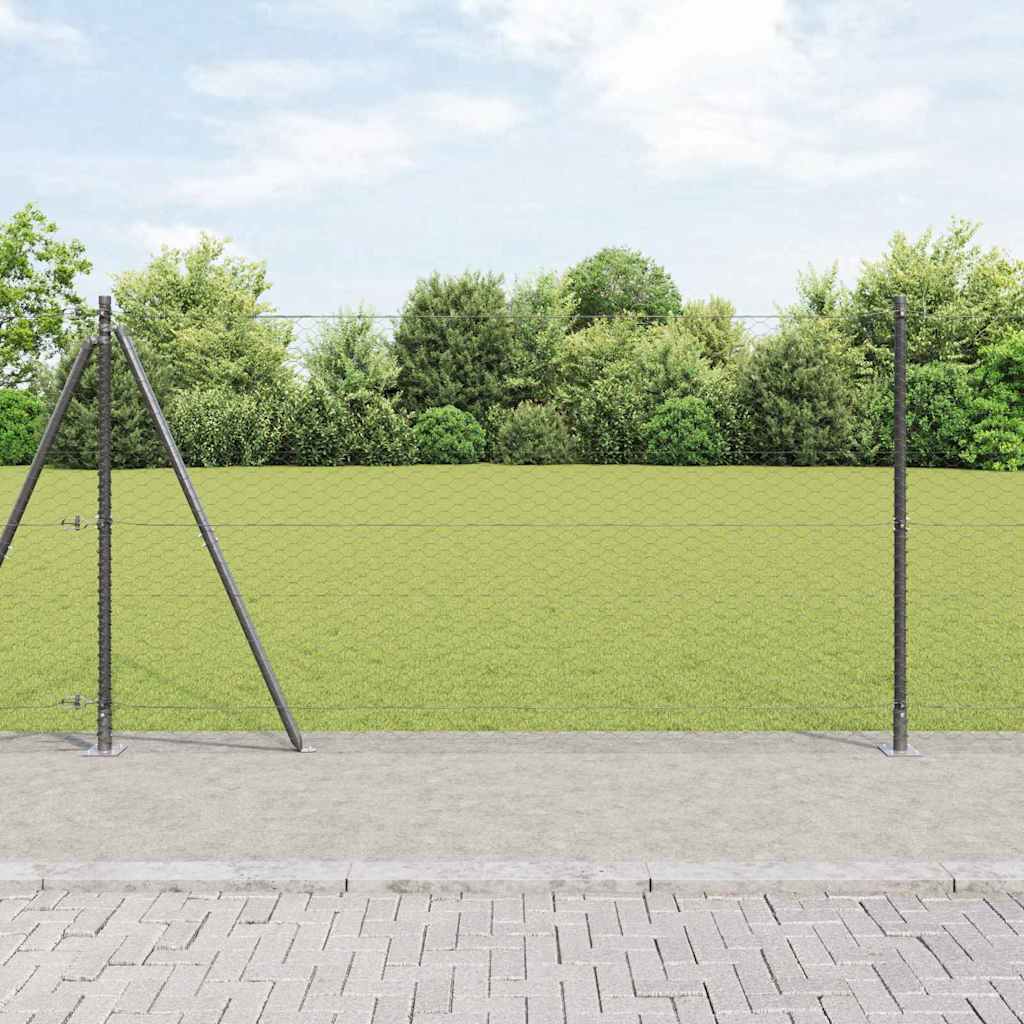 Recinzione Metallica Saldata con Pali in Acciaio e Base in Cemento 25x1,2m