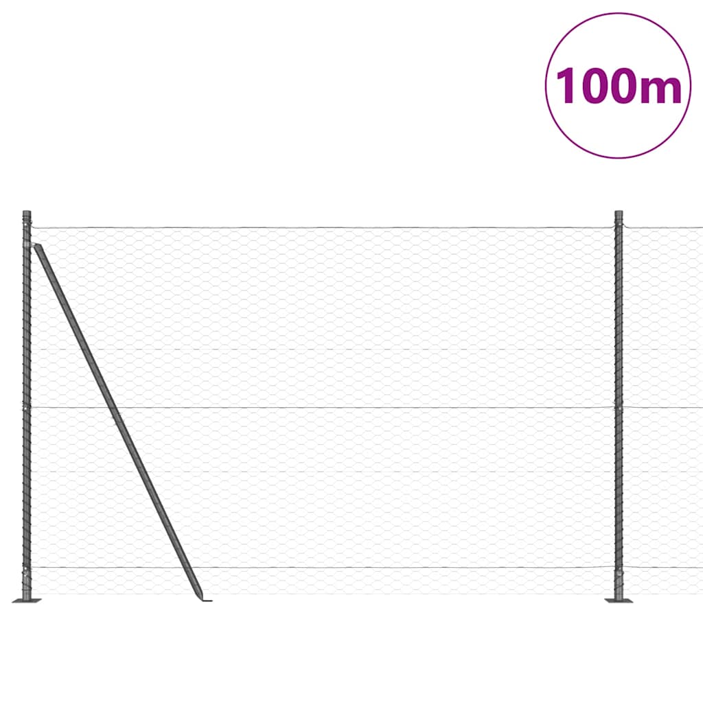 Recinzione Metallica Saldato con Base in Cemento 100x1,5m Grigio