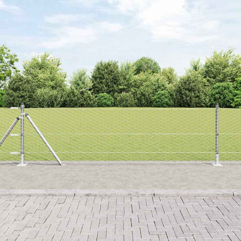 Recinzione Metallica Saldata in Acciaio Zincato 10x0,4m con Base in Cemento