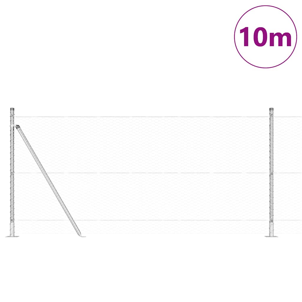 Recinzione Metallica Saldata con Base in Cemento 10x0,8 m - Acciaio Zincato