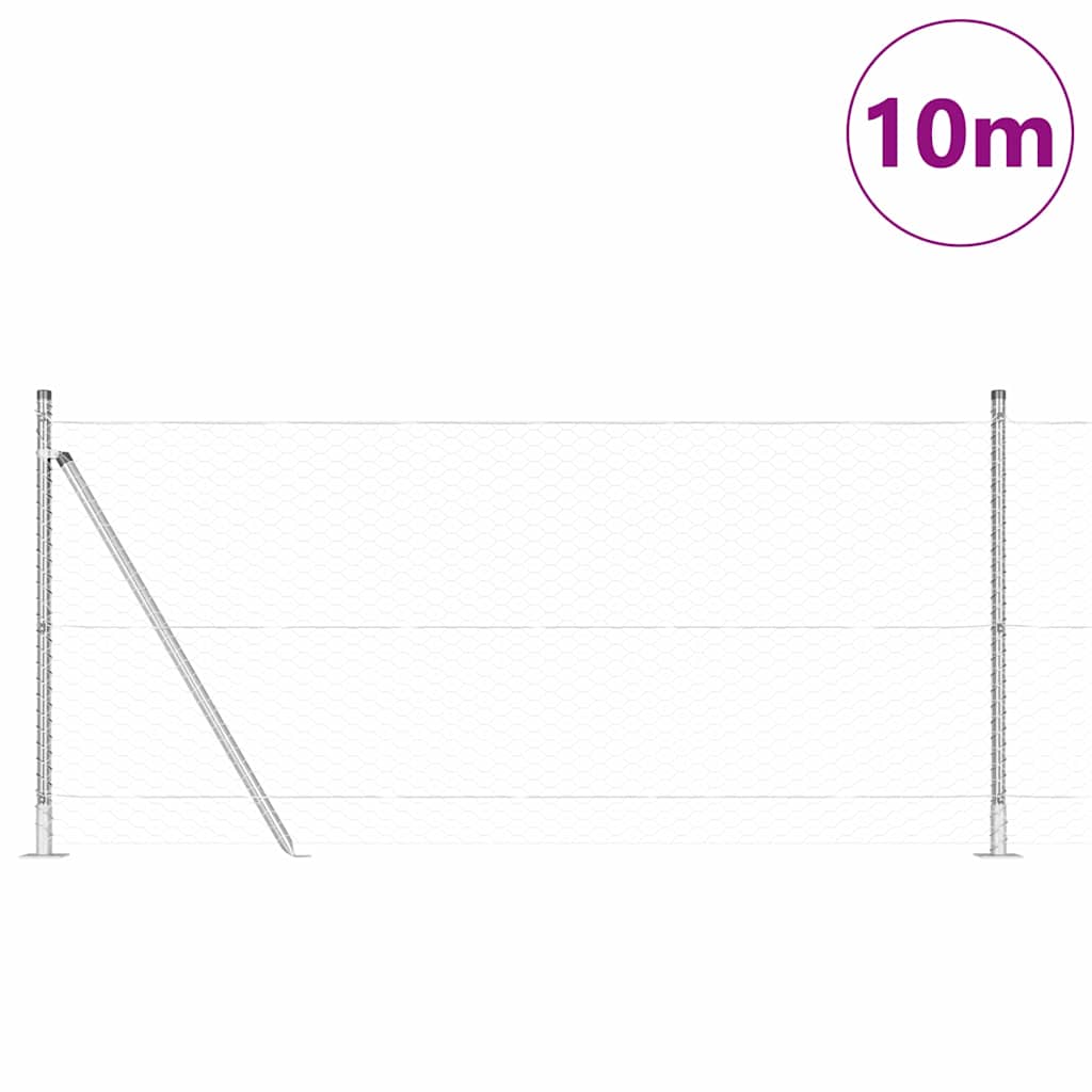 Recinzione Metallica Saldata con Base in Cemento 10x0,8 m - Acciaio Zincato