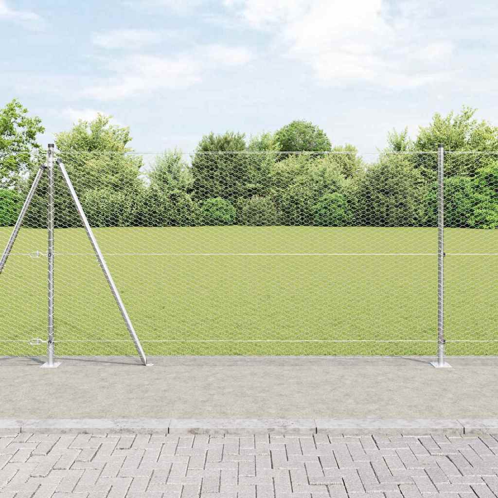 Recinzione Metallica Saldata in Acciaio Zincato 10x1,2 m con Base in Cemento