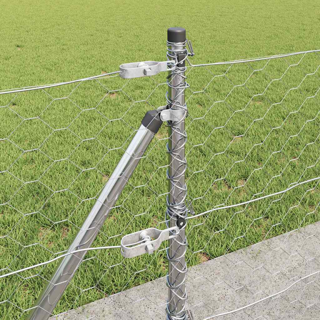 Recinzione Metallica Saldata in Acciaio Zincato con Pali e Base in Cemento 25x0,6 m