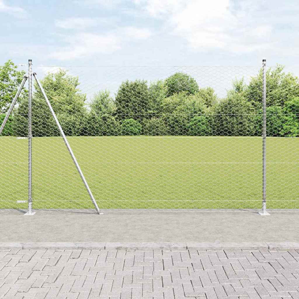 Recinzione Metallica Saldata con Pali e Base in Cemento 25 x 1,5 m
