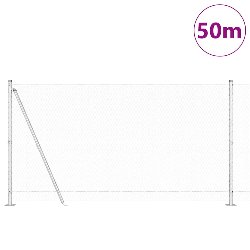 Recinzione Metallica Saldata con Pali e Base in Cemento 50x1,2m