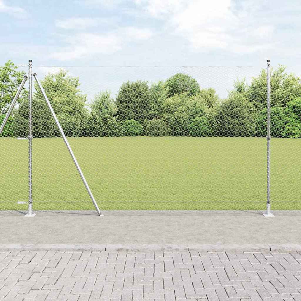 Recinzione Metallica Saldata 100x1,4 m con Pali e Base in Cemento