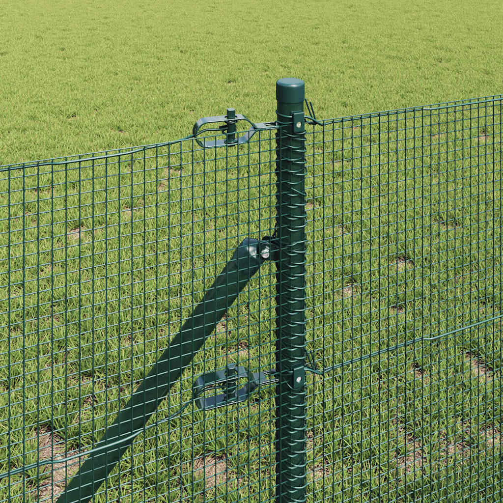 Recinzione metallica saldata verde 25x0,5 m con pali per fissaggio a terra