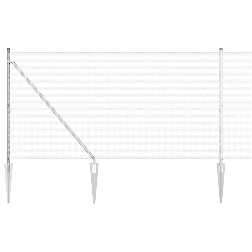 Recinzione in rete saldata zincata 25 x 1,4 m con pali e picchetti