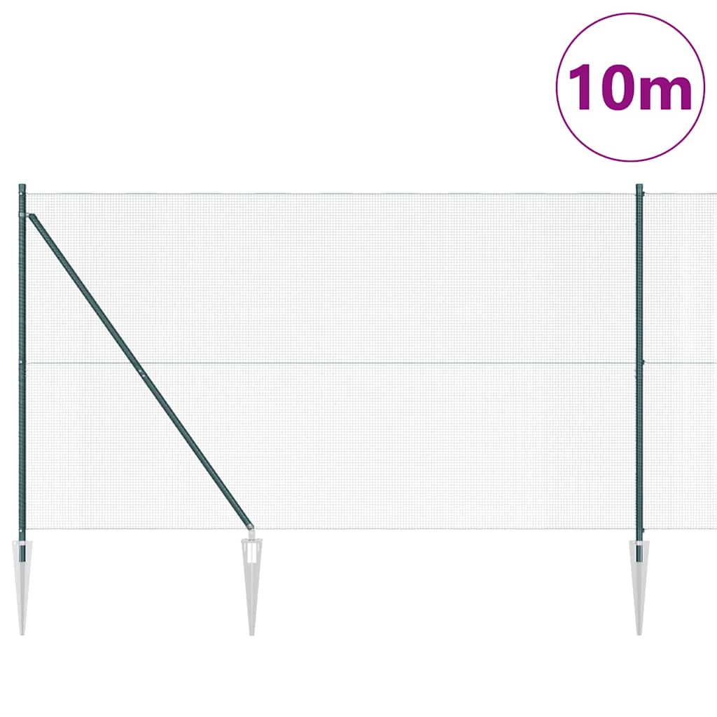 Recinzione in rete saldata 10 x 1,5 m acciaio PVC verde