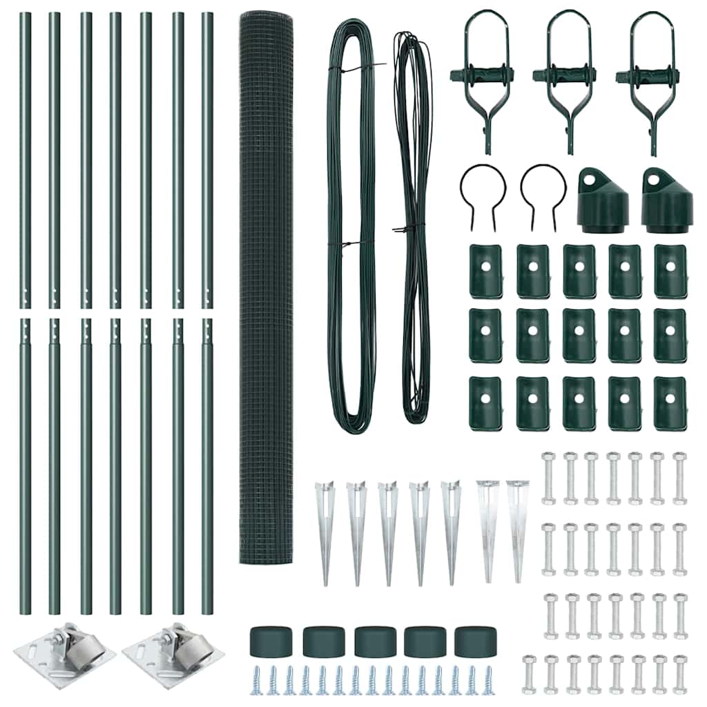 Recinzione in rete saldata 10 x 1,5 m - Acciaio rivestito PVC verde