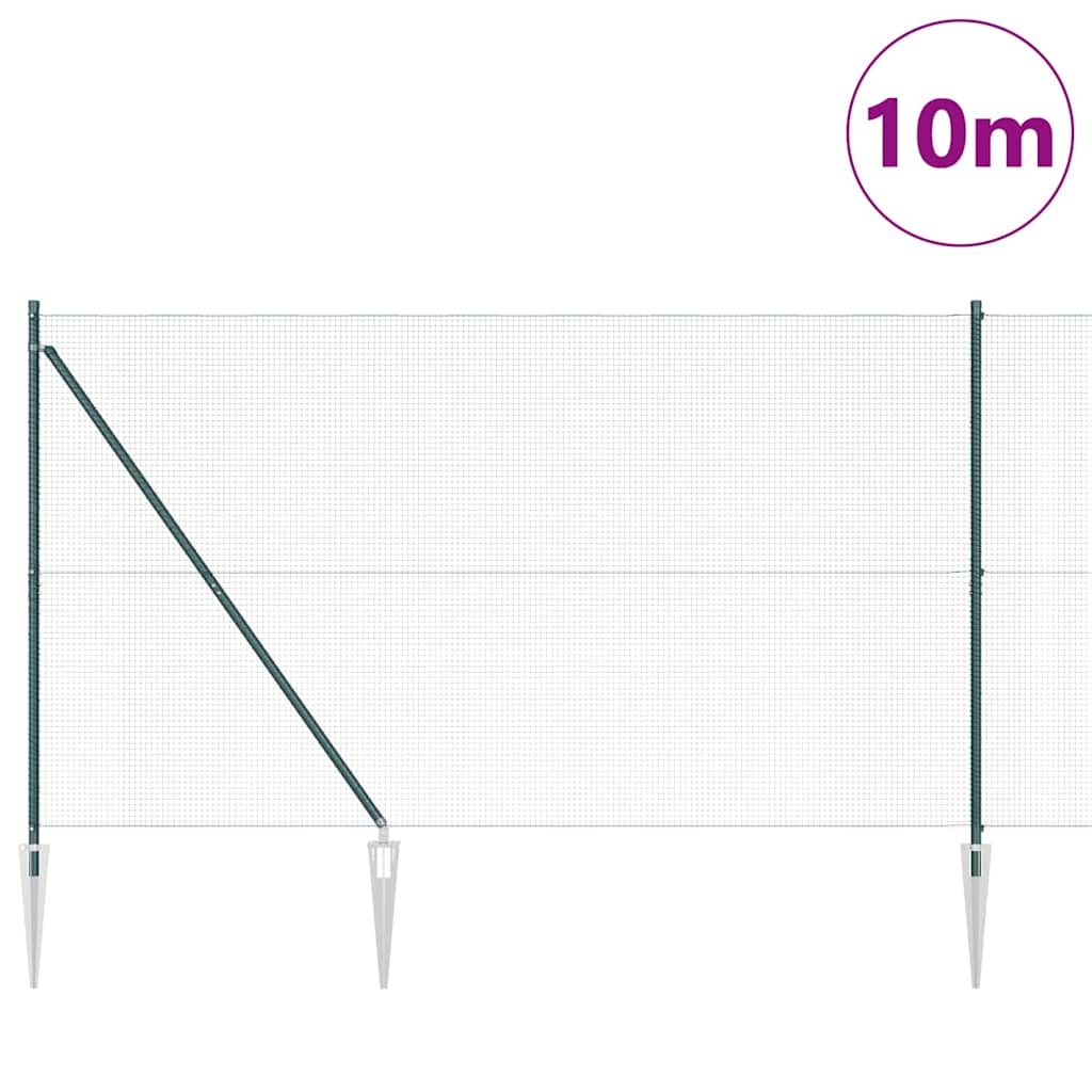Recinzione in rete saldata 10 x 1,5 m - Acciaio rivestito PVC verde