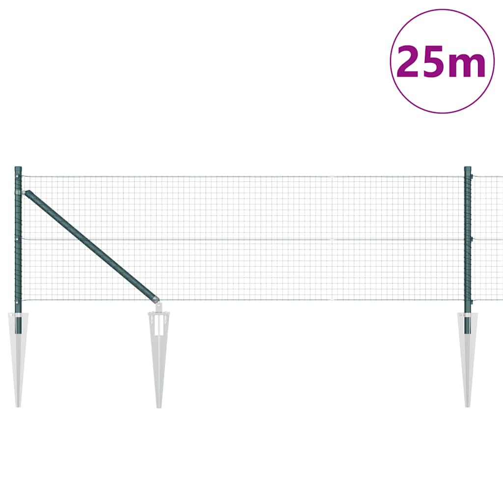Recinzione in rete saldata 25 x 0,4 m con punte di fissaggio