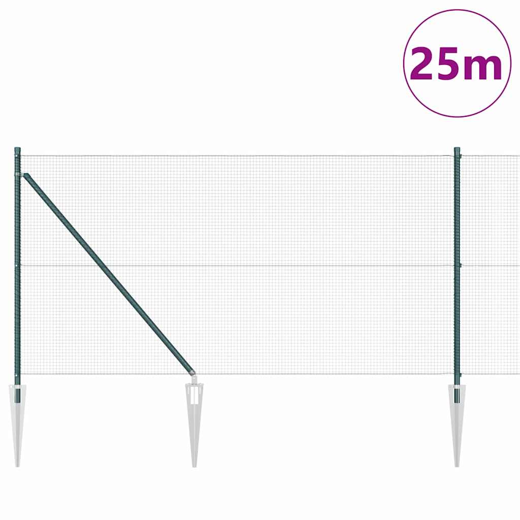 Recinzione in rete saldata acciaio PVC verde 25 x 1 m