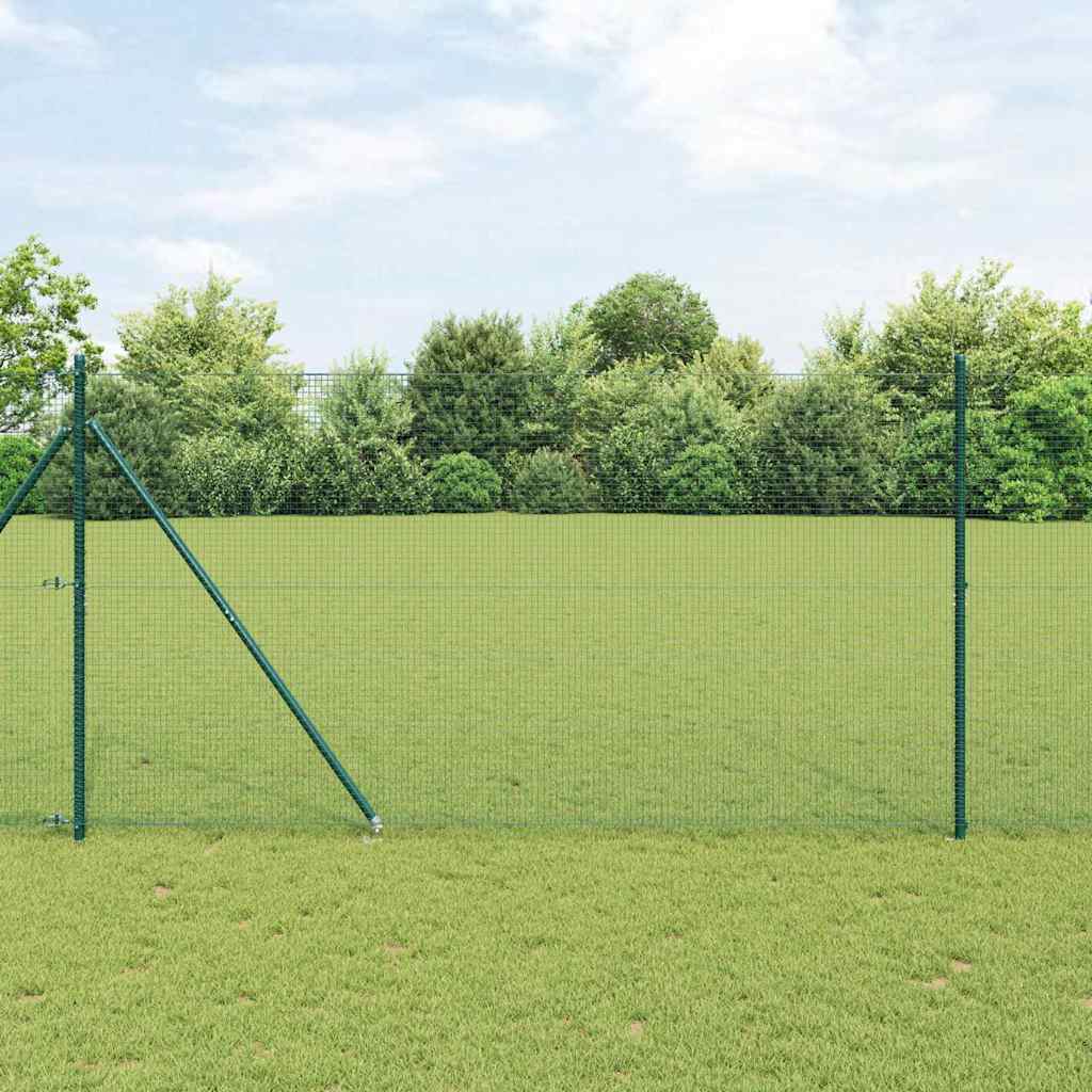 Recinzione in rete saldata 25 x 1,4 m con punte - Acciaio rivestito PVC verde