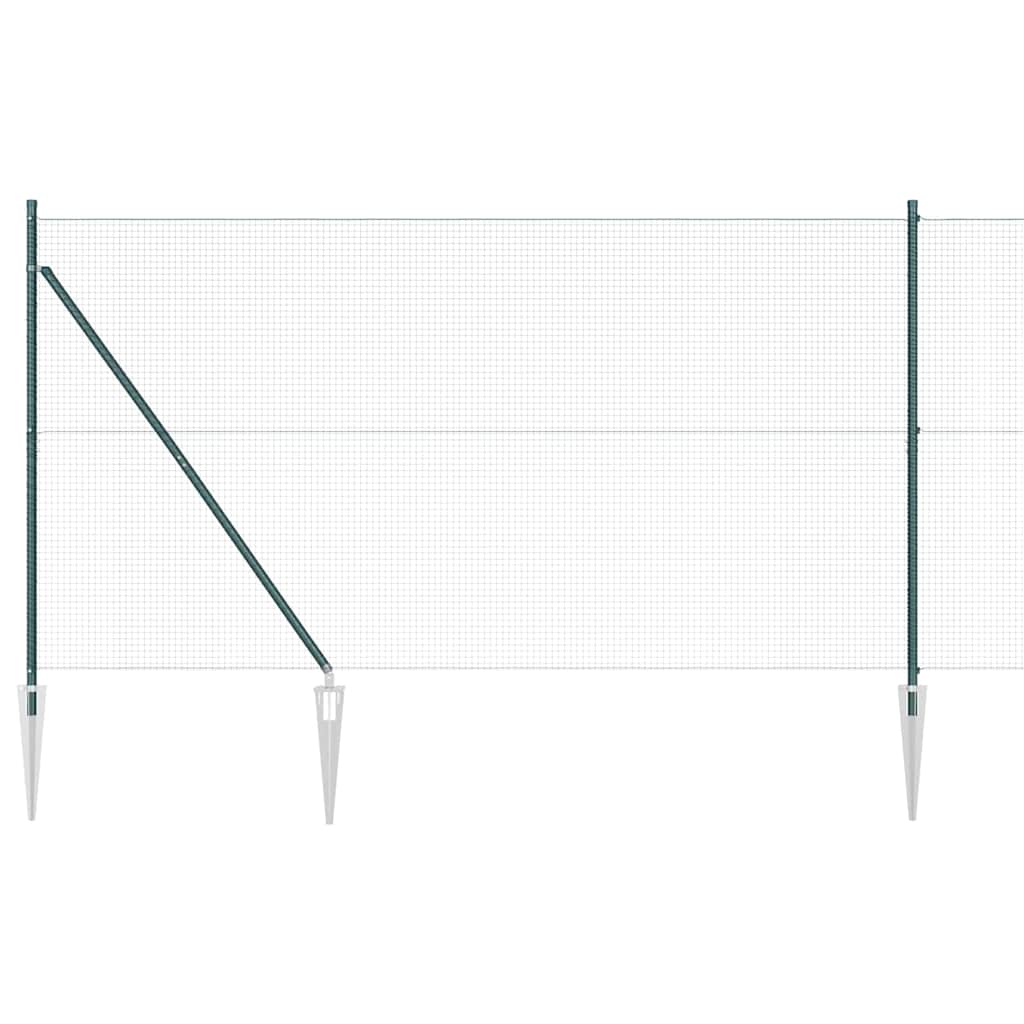 Recinzione in rete saldata 25 x 1,4 m con punte - Acciaio rivestito PVC verde