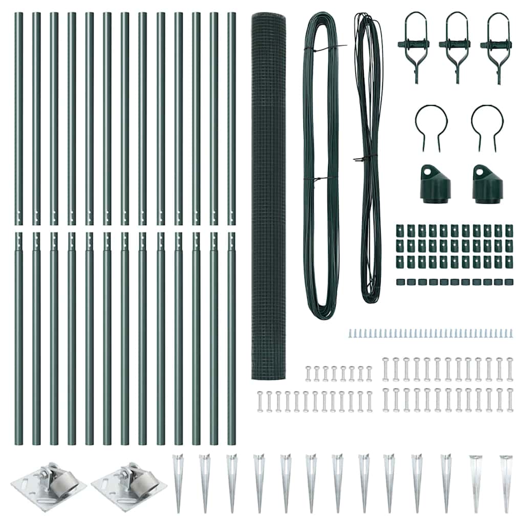 Recinzione in rete saldata 25 x 1,5 m con punte - Acciaio rivestito PVC verde