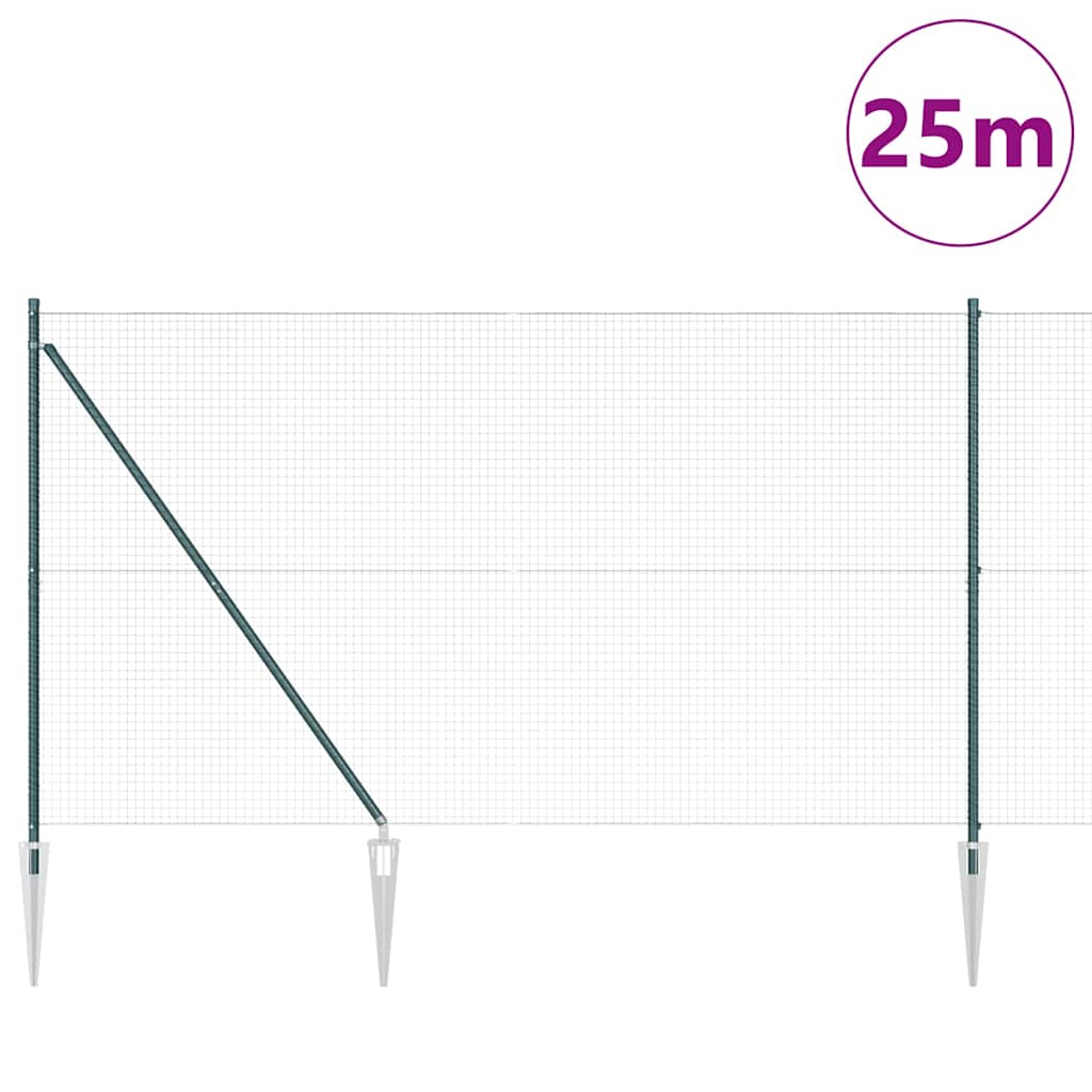 Recinzione in rete saldata 25 x 1,5 m con pali e picchetti