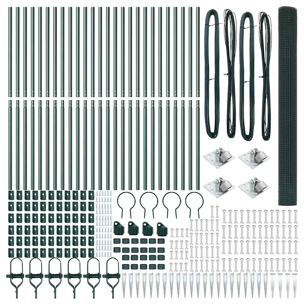 Recinzione in rete saldata acciaio PVC 50 x 1,5 m con pali e picchetti