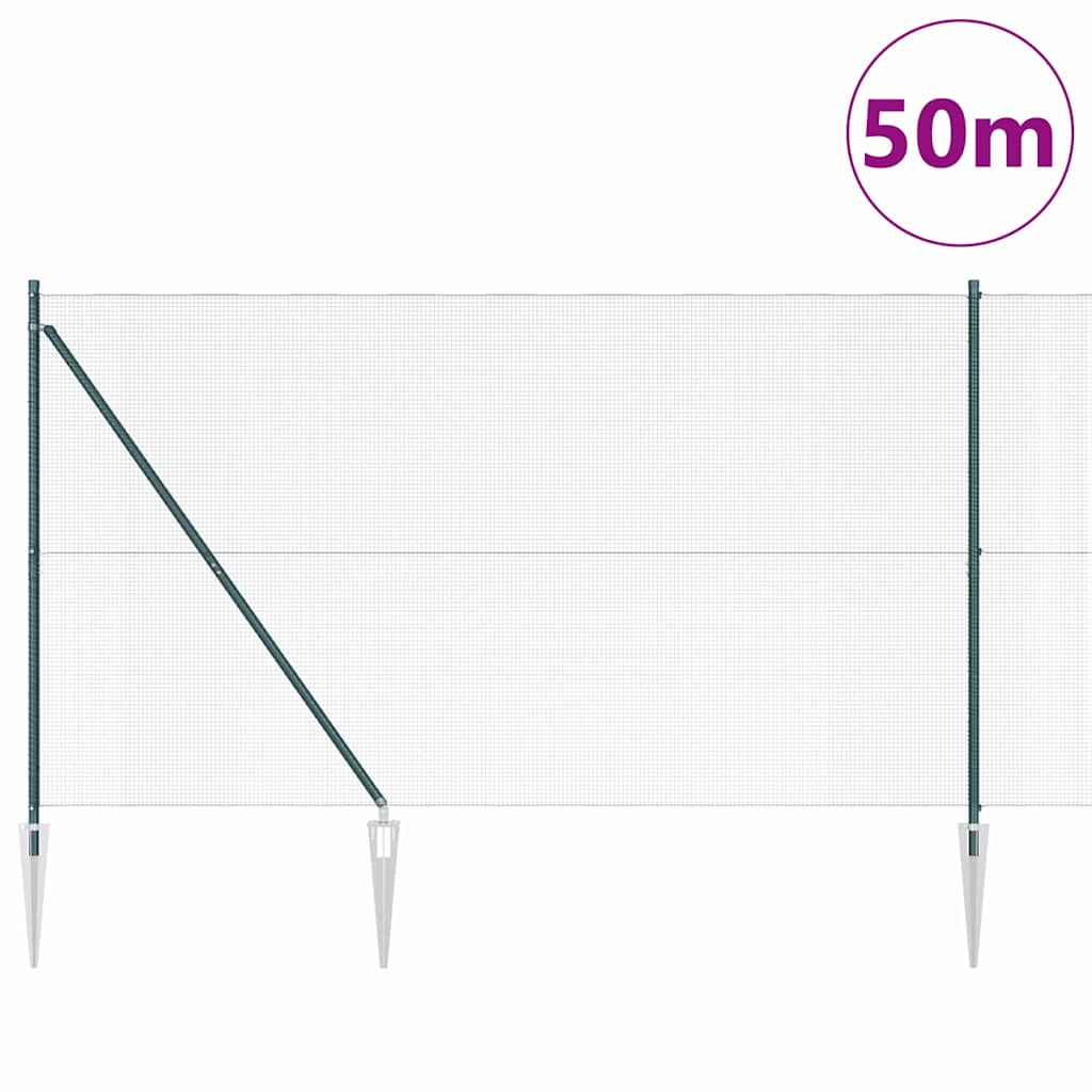 Recinzione in rete saldata acciaio PVC 50 x 1,5 m con pali e picchetti