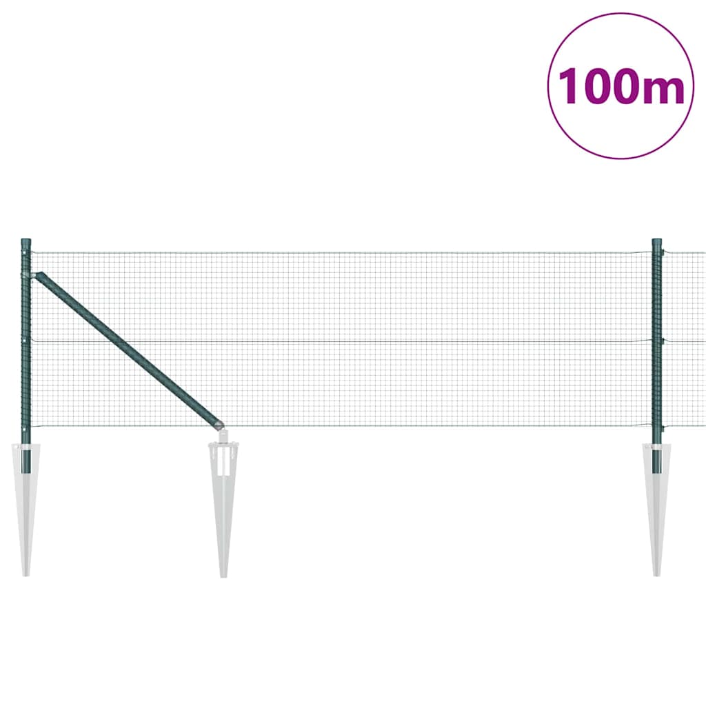 Recinzione in rete saldata 100 x 0,5 m acciaio rivestito PVC verde