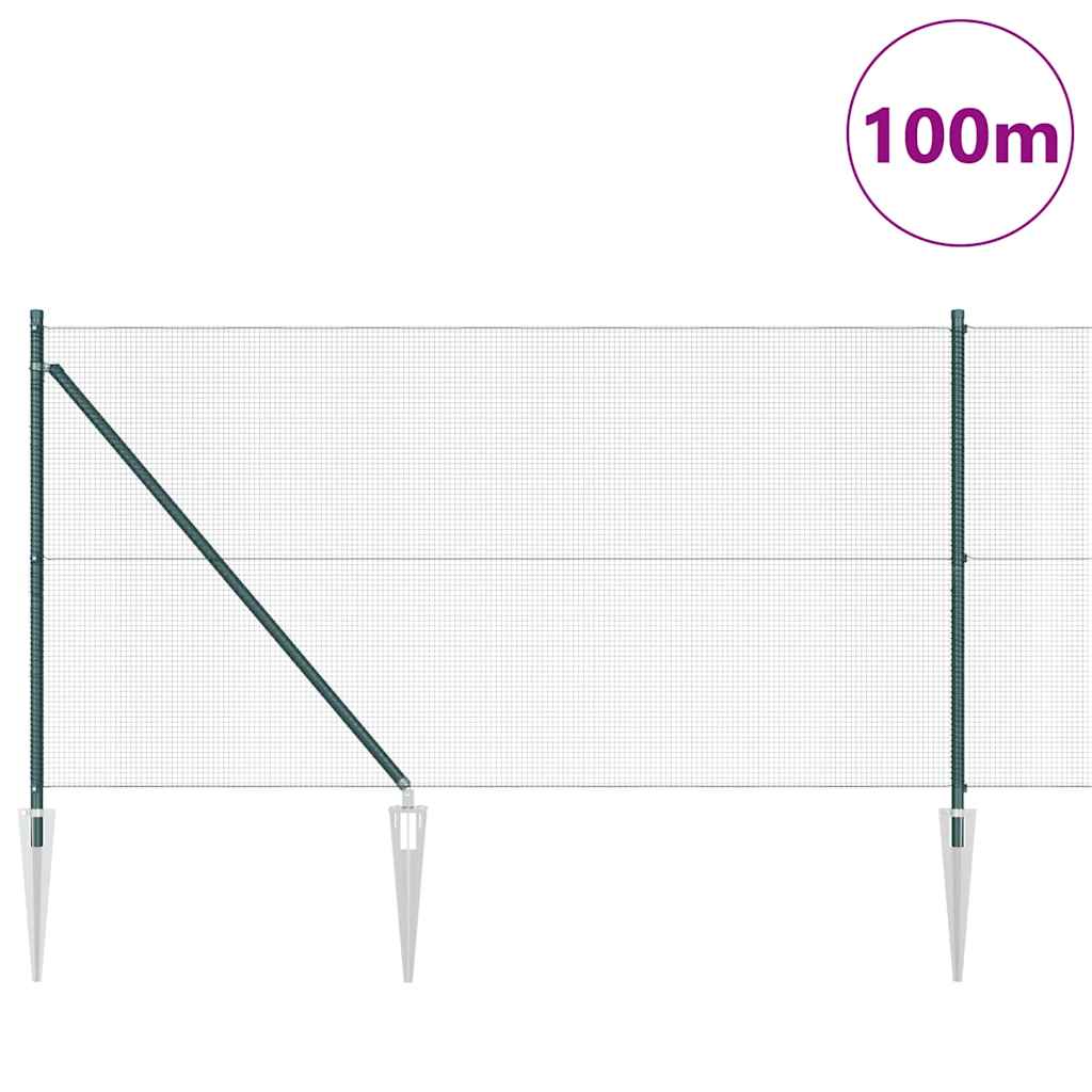 Recinzione in rete saldata 100 x 1 m con punte - Acciaio PVC verde