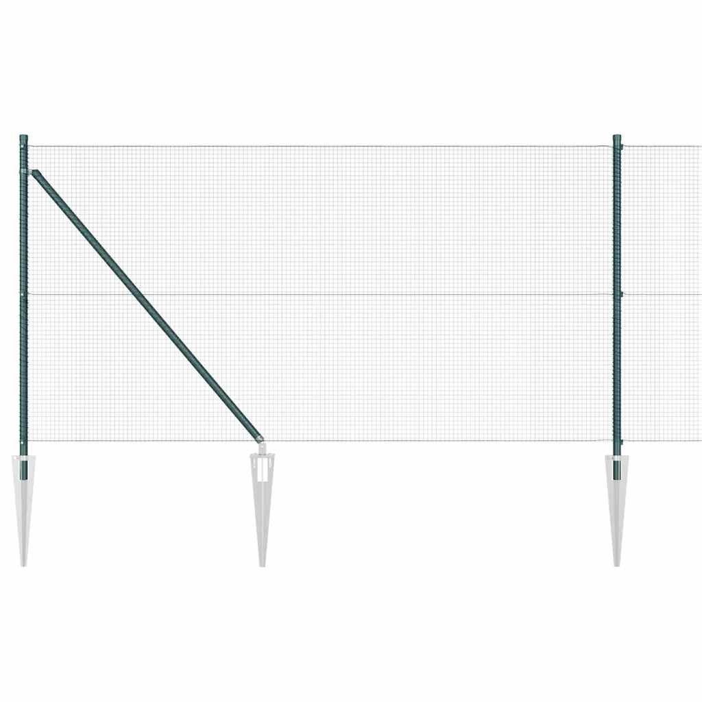 Recinzione in rete saldata zincata 100 x 1 m con punte e paletti