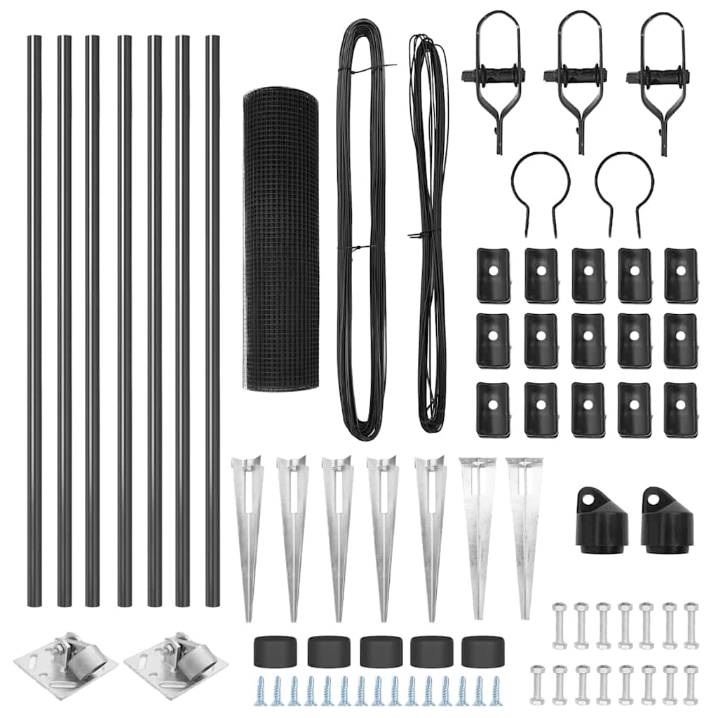 Recinzione in rete saldata acciaio e PVC grigio 45 cm