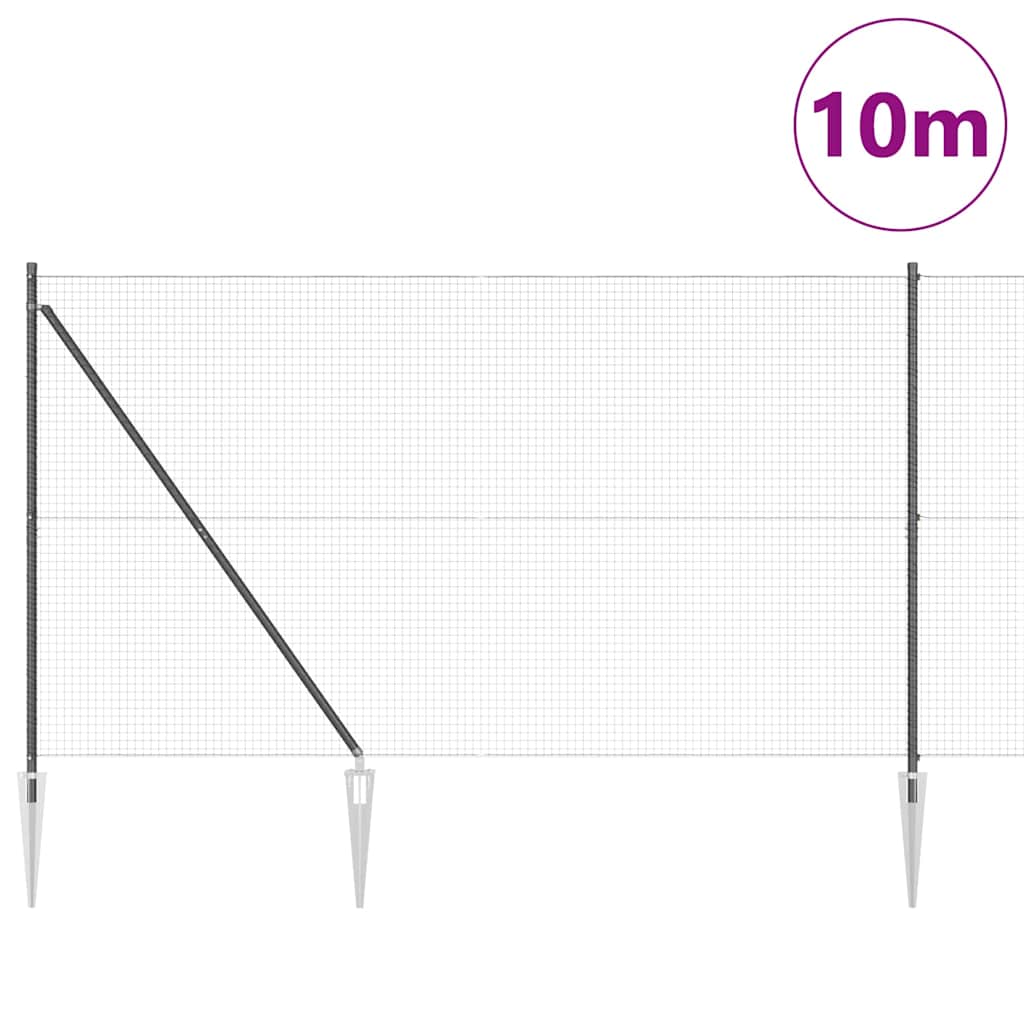 Recinzione in rete saldata 10 x 1,6 m con punte in acciaio rivestito PVC