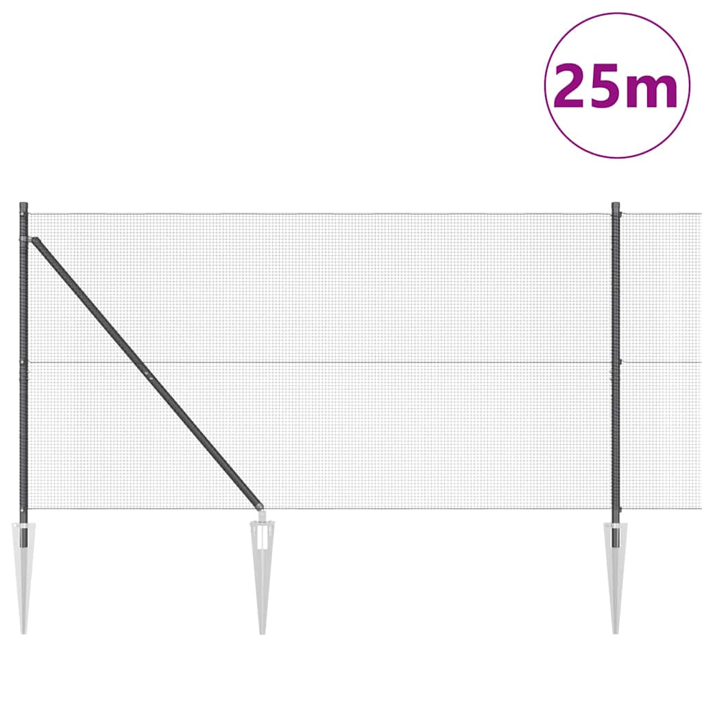 Recinzione in rete saldata 25 x 1,4 m acciaio rivestito PVC