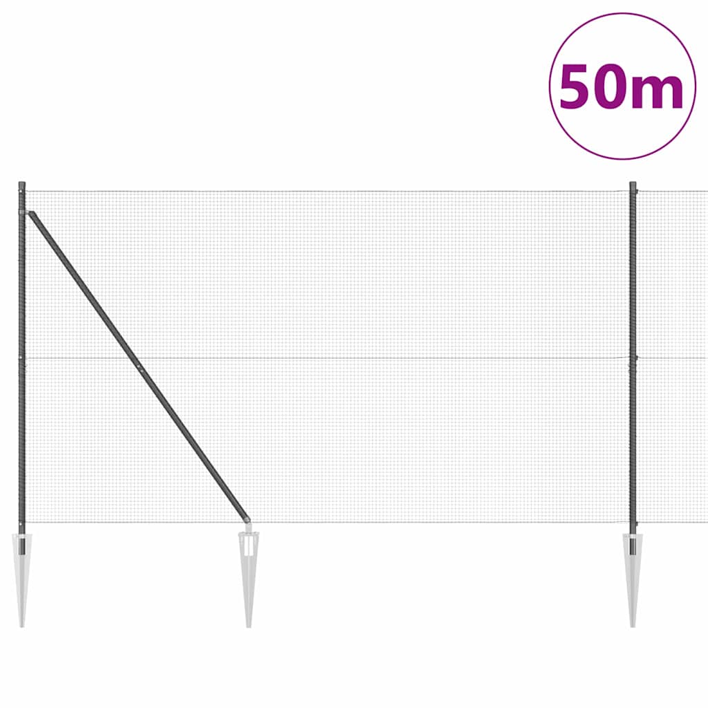 Recinzione in rete saldata 50 x 1,5 m - Acciaio rivestito PVC grigio