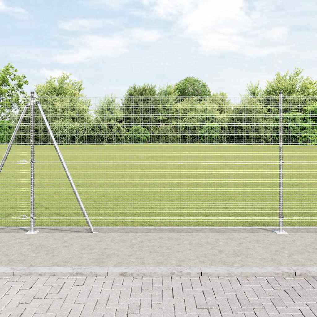 Recinzione Metallica Saldata in Acciaio Zincato 10x1,2m con Base in Cemento