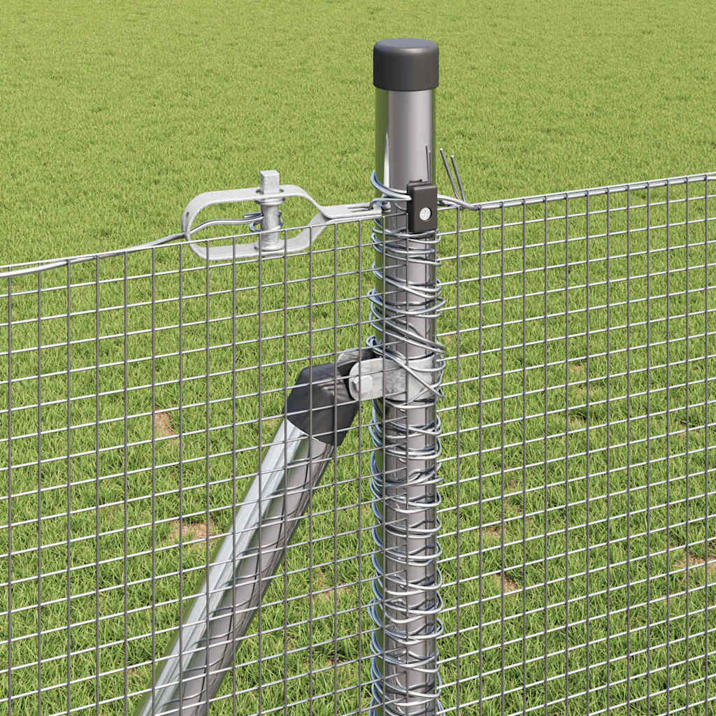 Recinzione Metallica Saldata 25x0,8 m con Pali e Base in Cemento