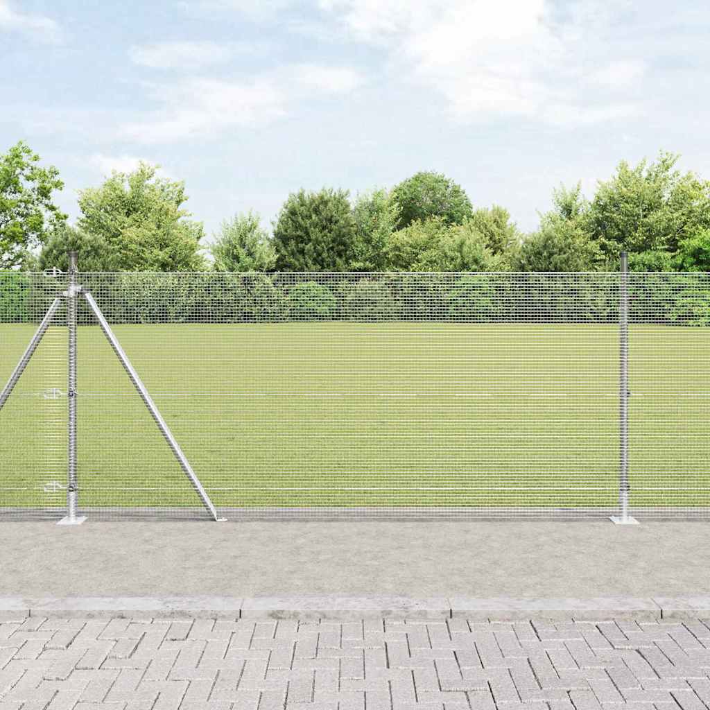 Recinzione Metallica Saldata 25x0,8 m con Pali e Base in Cemento