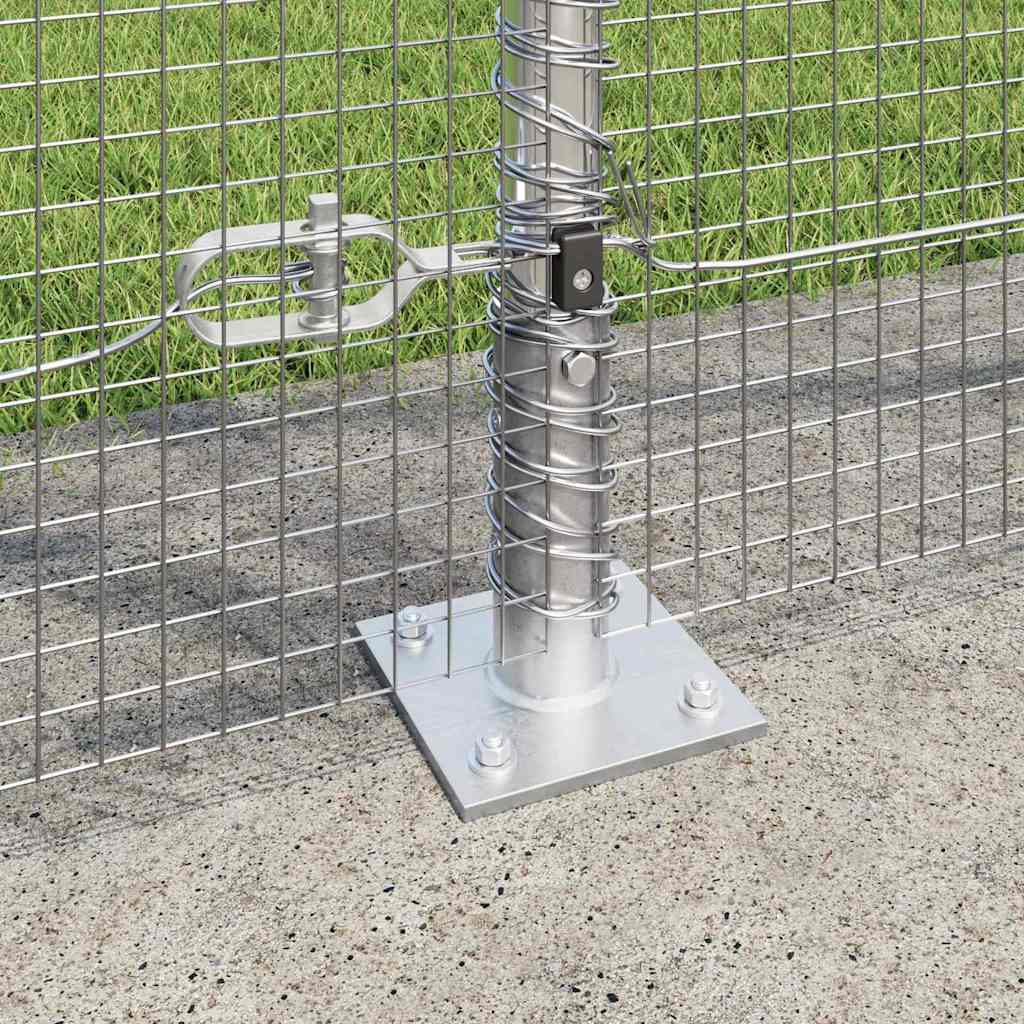 Recinzione Metallica Saldata in Acciaio Zincato 25 x 1,4 m con Base in Cemento