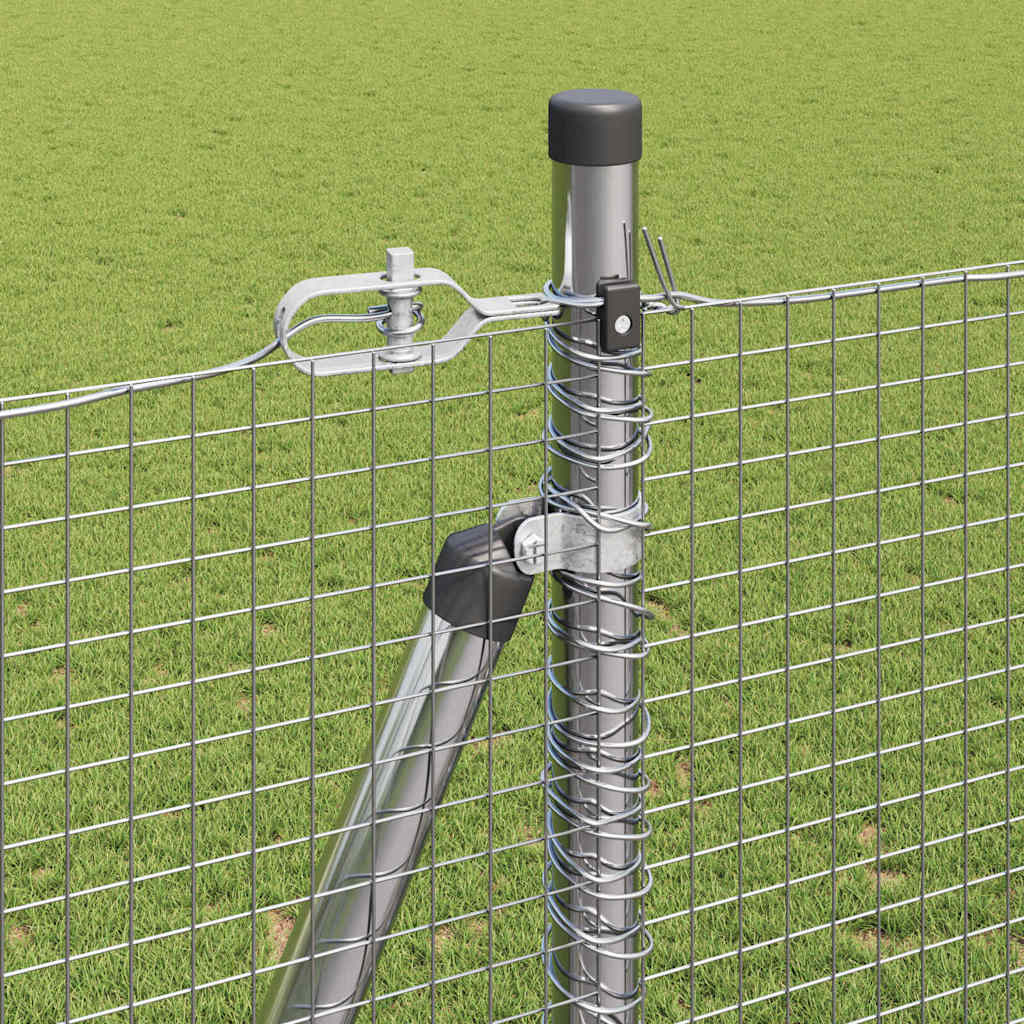 Recinzione Metallica Saldata in Acciaio Zincato 25 x 1,4 m con Base in Cemento