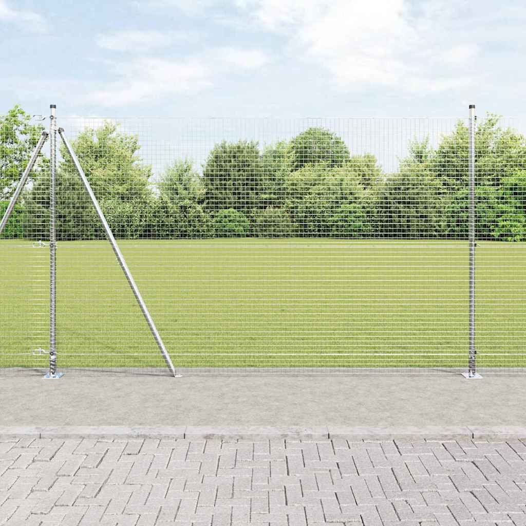 Recinzione Metallica Saldato in Acciaio Zincato 25 x 1,6 m con Base in Cemento