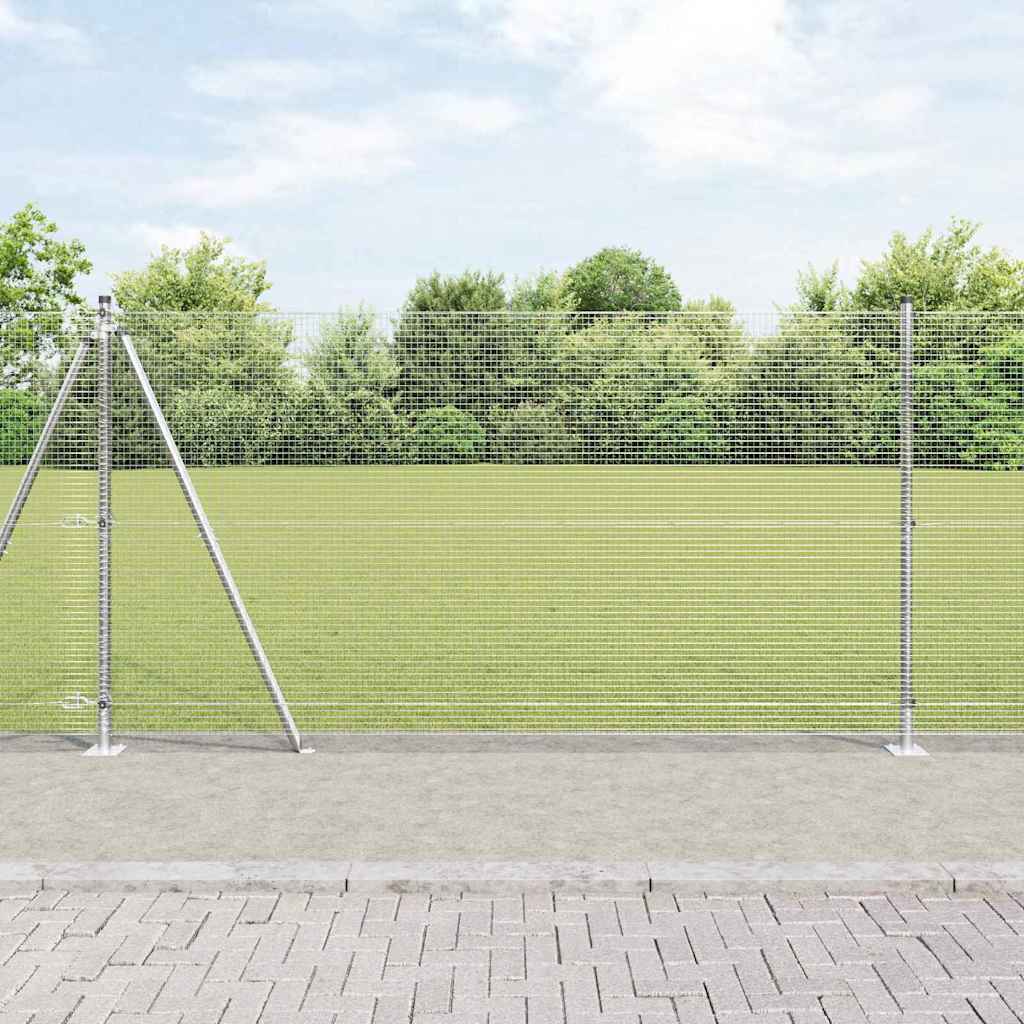 Recinzione Metallica Saldata in Acciaio Zincato 50 x 1,2 m con Base in Cemento