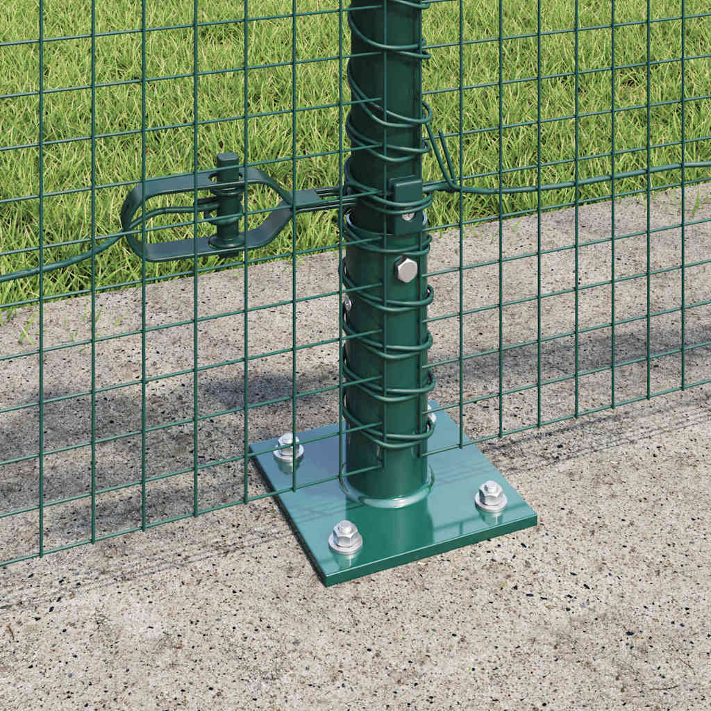 Recinzione Metallica Saldata Verde 10 x 0,5 m con Pali e Base in Cemento