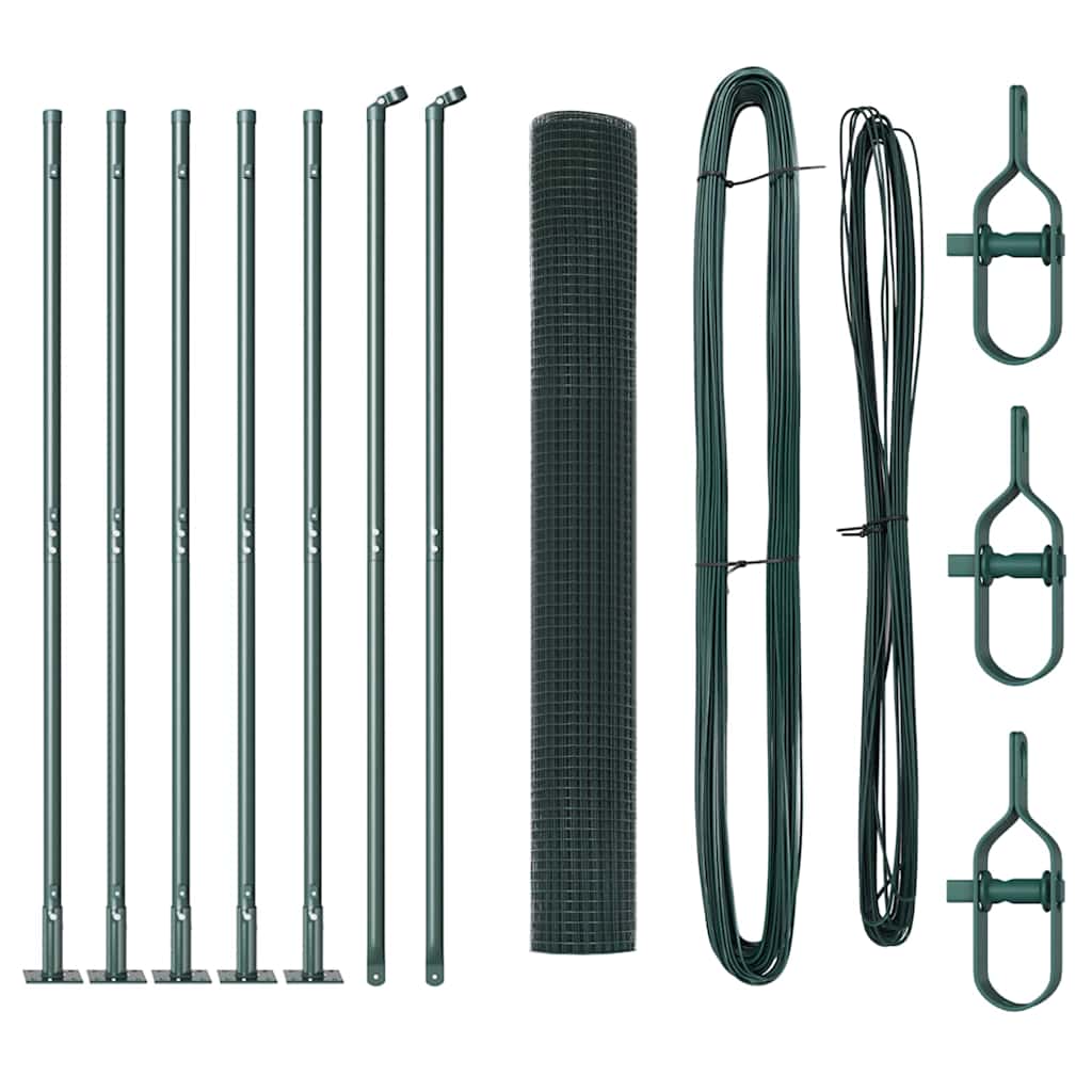 Recinzione Metallica Saldata in Acciaio PVC Verde 10 x 0,8 m con Base in Cemento