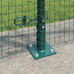 Recinzione Metallica Saldata Verde con Pali e Base in Cemento 10x0,8 m