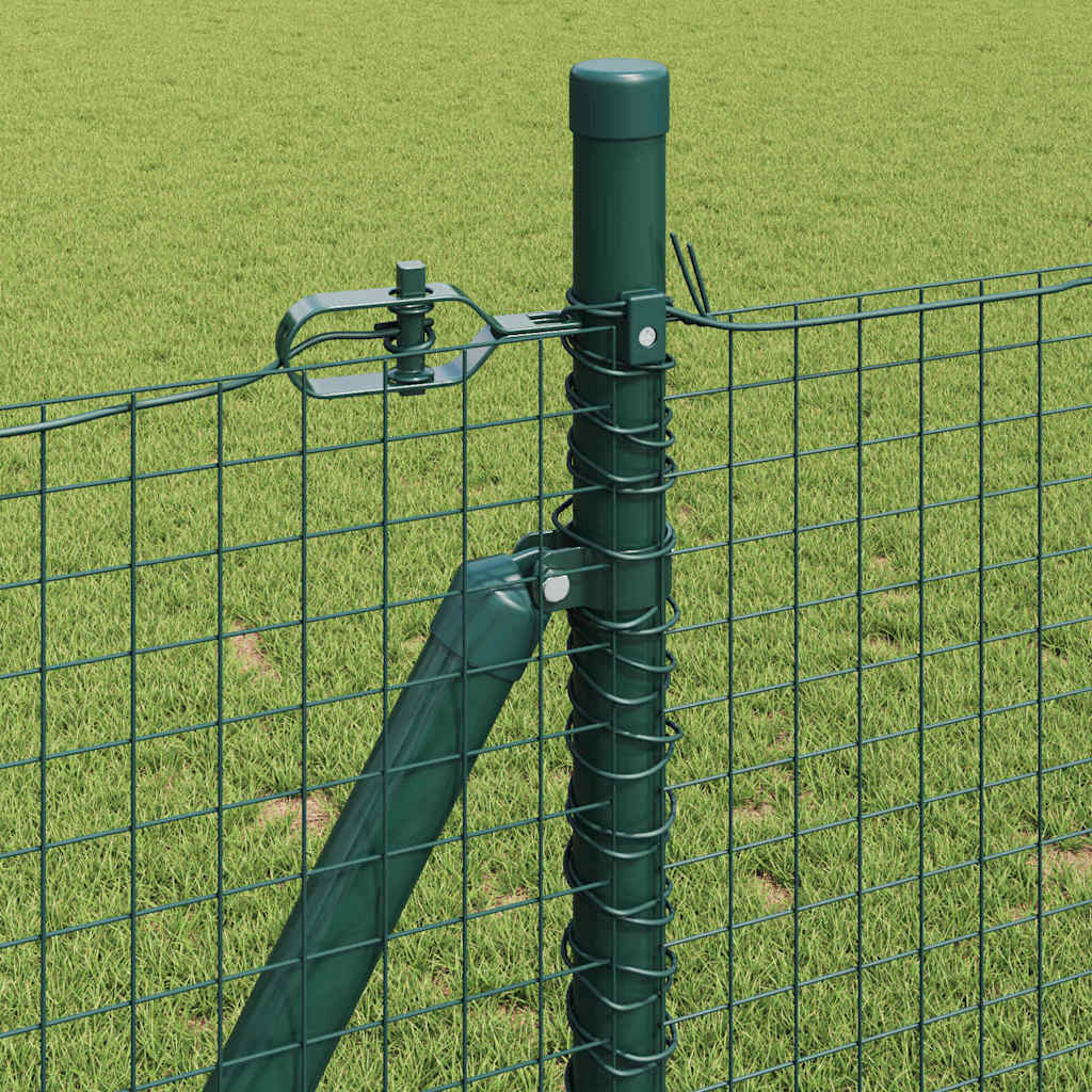 Recinzione Metallica Saldata Verde con Pali e Base in Cemento 10x0,8 m