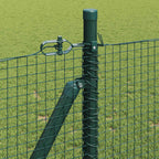 Recinzione Metallica Saldata in Acciaio PVC Verde 10x1m con Pali e Base in Cemento