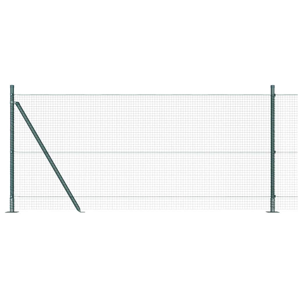 Recinzione Metallica Saldata in Acciaio PVC Verde 10x1m con Pali e Base in Cemento