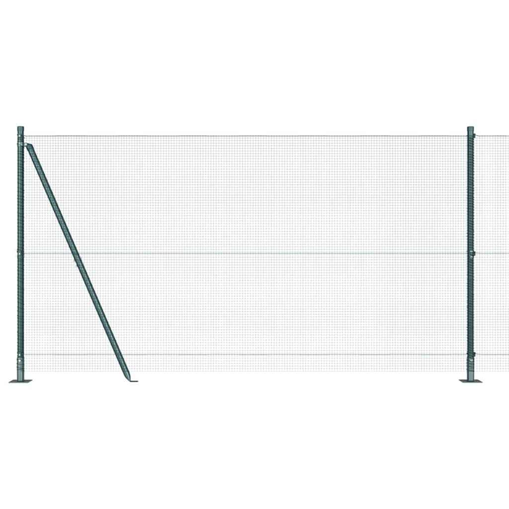 Recinzione Metallica Saldata in Acciaio PVC Verde 10 x 1,2 m con Base in Cemento