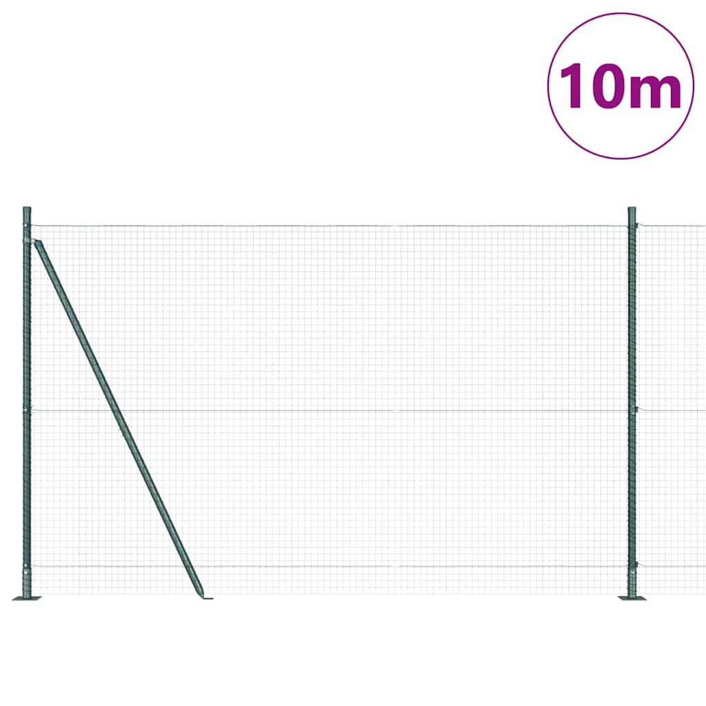 Recinzione Metallica Elettrosaldata con Pali e Base in Cemento 10x1,4m