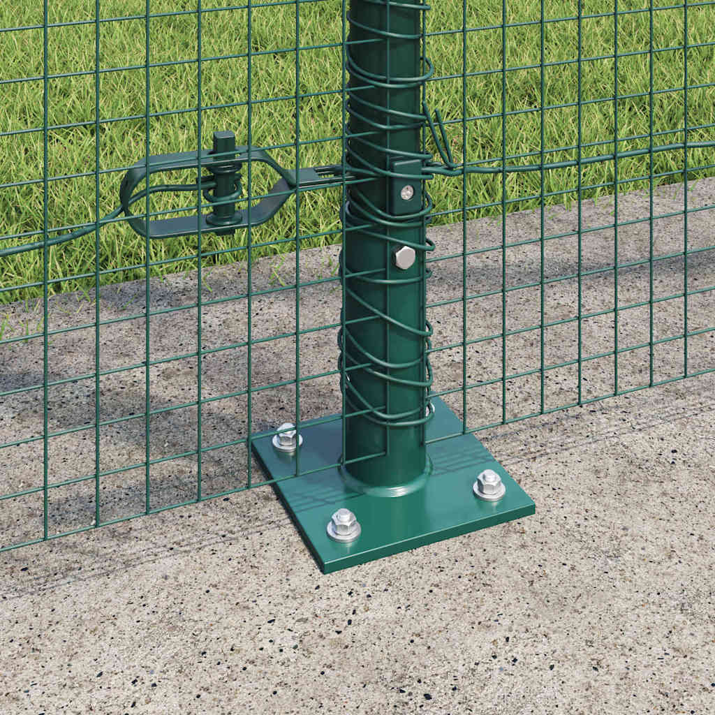 Recinzione Metallica Saldato con Base in Cemento 10 x 1,5 m - Acciaio Rivestito PVC Verde