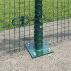 Recinzione Metallica Saldata in Rete Verde 25 x 0,4 m con Pali e Base in Cemento