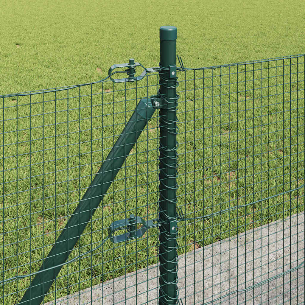 Recinzione Metallica Saldato con Pali e Base in Cemento 25 x 0,6 m Verde