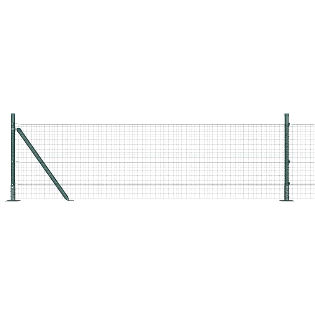 Recinzione Metallica Saldato con Pali e Base in Cemento 25 x 0,6 m Verde